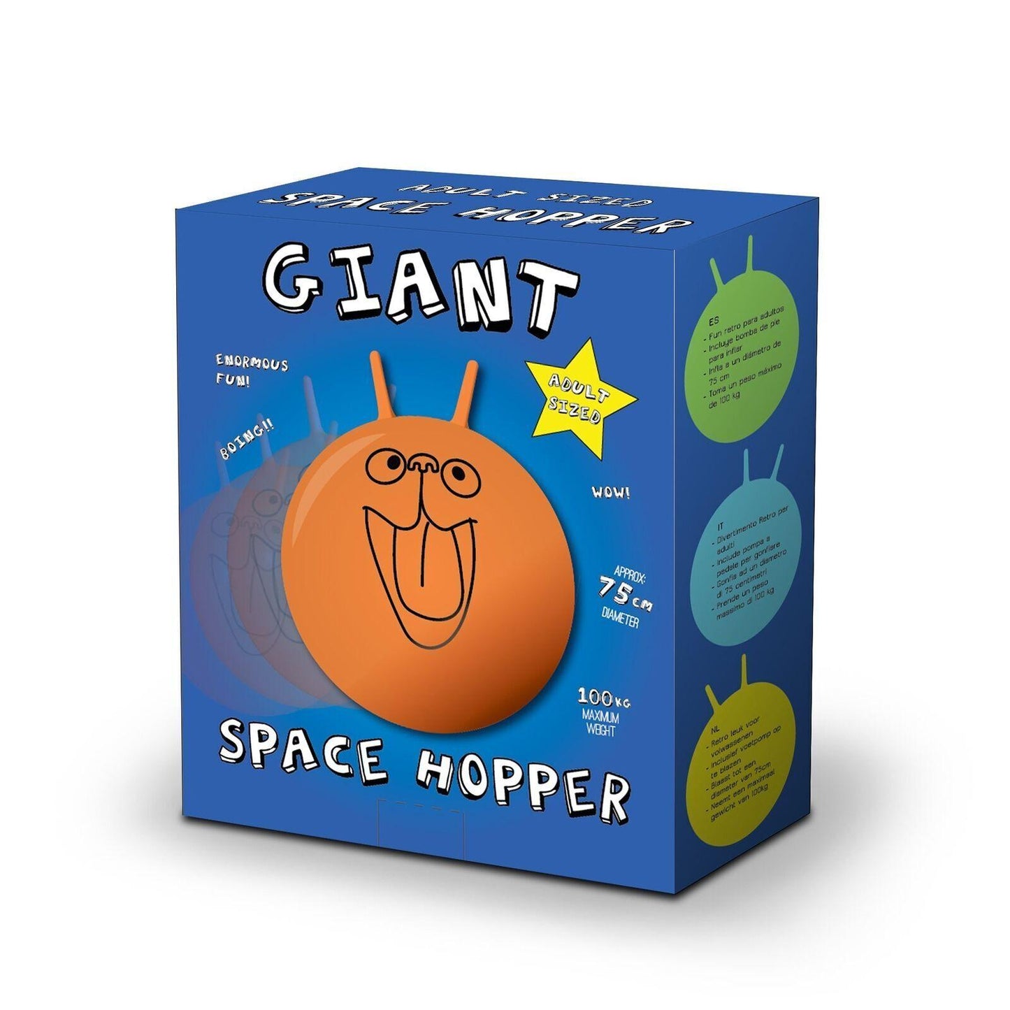 Giant Retro Space Hopper ? 75cm Adult-Sized Bouncing Ball with Foot Pump ? Classic 1970s Style Inflatable Hopper for Fitness, Racing & Fun ? Supports Up to 100kg ? Indoor & Outdoor Use (Orange)