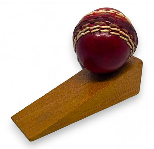 CRICKET-GIFTS - Real Leather Mini Cricket Ball Door Stop | Handmade in UK | Unique Home Decor for Cricket Fans | Cricket Themed for Men | 11cm