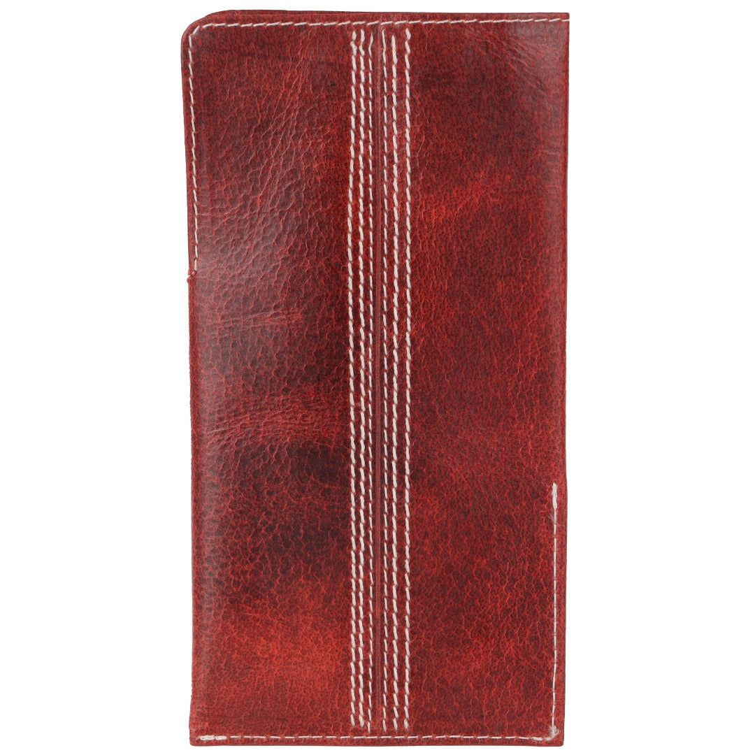 CRICKET-GIFTS - Buffalo Leather Glasses Case | Red Leather Exterior | Includes Card Holder