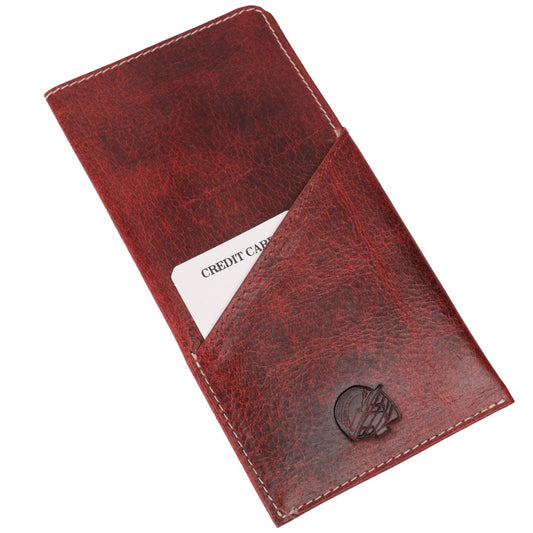 CRICKET-GIFTS - Buffalo Leather Glasses Case | Red Leather Exterior | Includes Card Holder