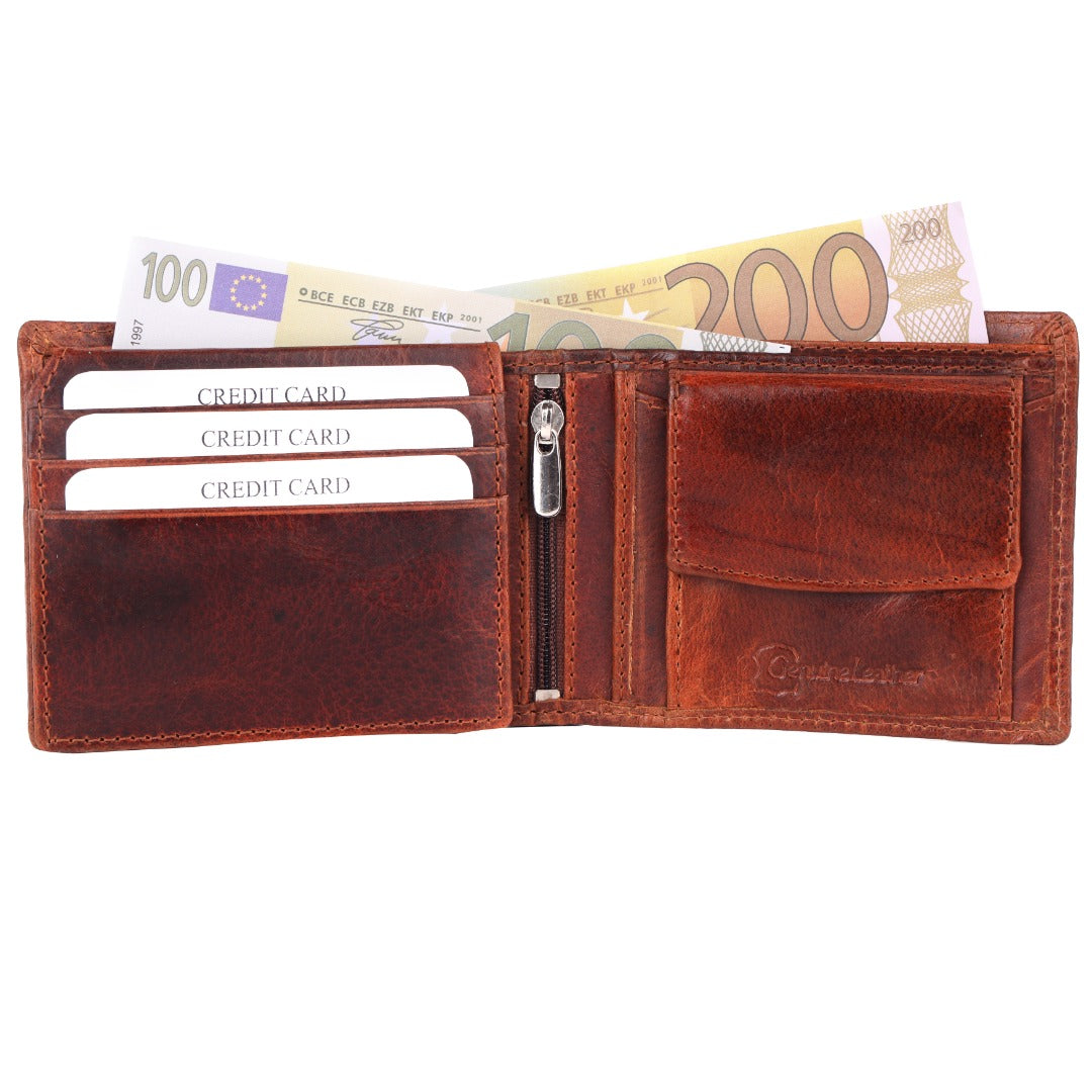 SPORTGIFTZ - Buffalo Leather Rugby Wallet | RFID Protection | 7 Card Slots | Coin Pouch & ID Holder | Rugby Fan Accessory | Multicoloured, 10cm x 8cm, Leather