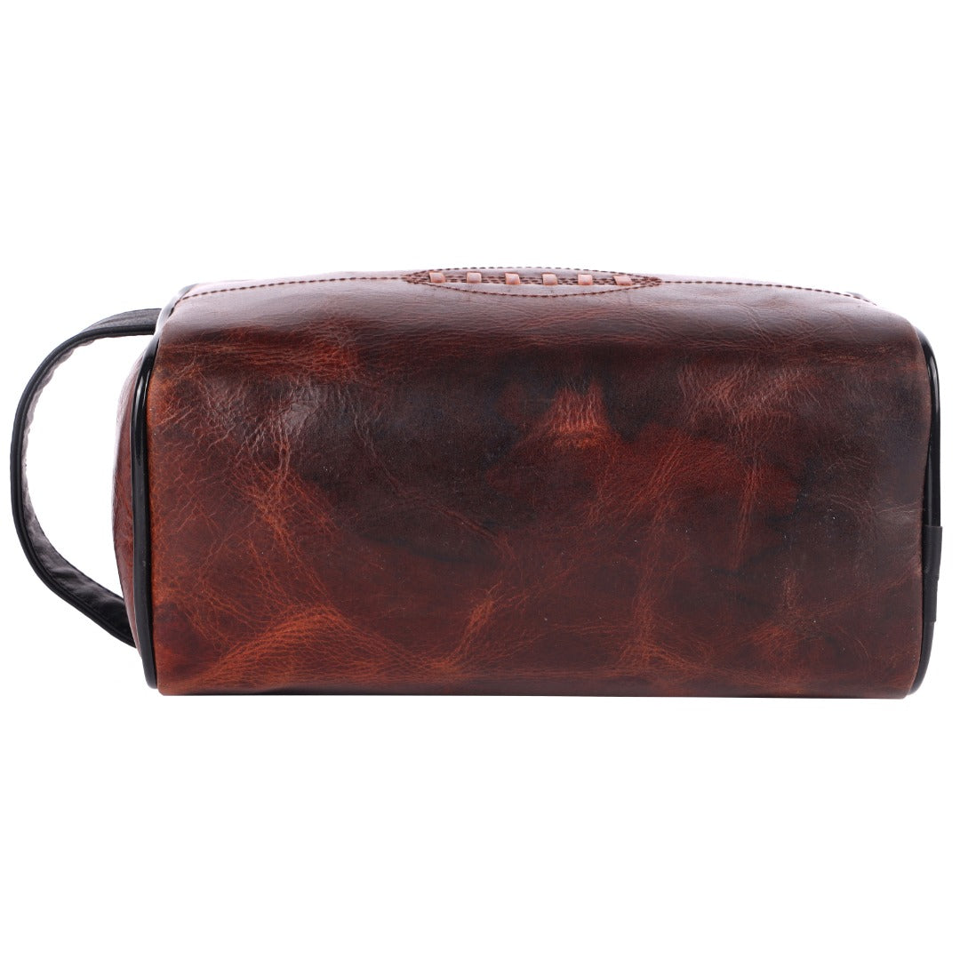 SPORTGIFTZ Buffalo Leather Rugby Wash Bag Durable Toiletry Bag for Rugby Players and Fans Moisture-Resistant Lining, Secure Zip and Carry Handle 25cm x 14cm