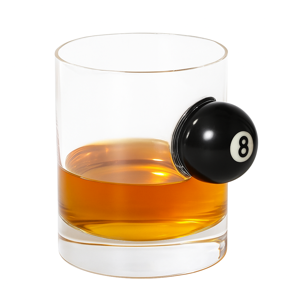 CueCraft Signature Pool Ball Glass A Handcrafted Tumbler for Whiskey, Brandy and More