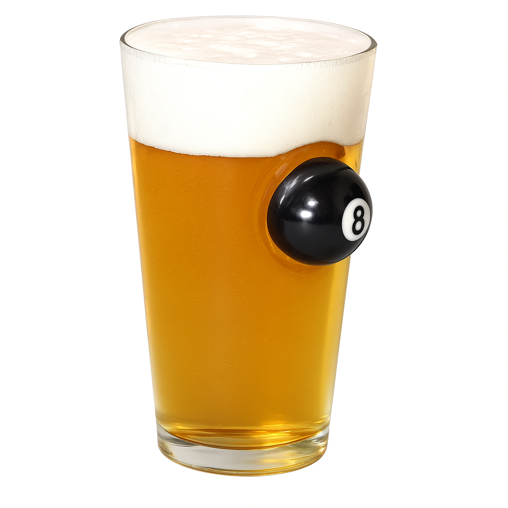CueCraft Signature Pool Ball Glass ? A Handcrafted Tumbler Beer and Soft Drinks