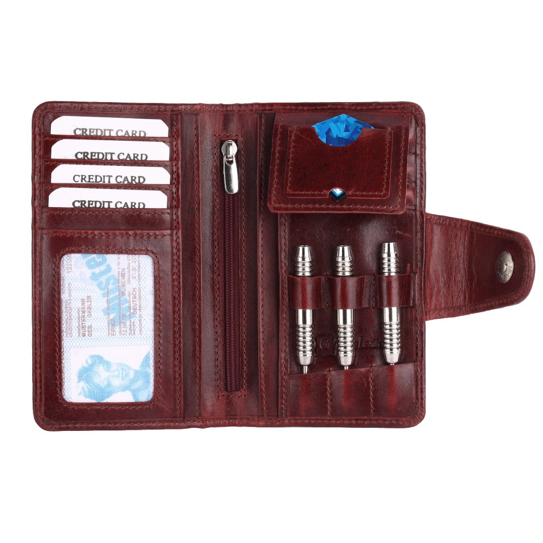 SPORTGIFTZ The Ultimate Buffalo Leather Darts Wallet - Red