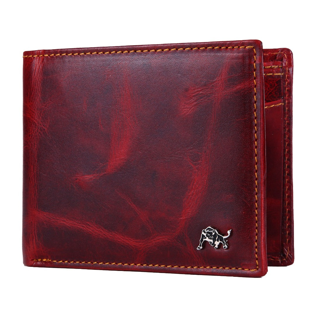 WILDBUFF Mens Maroon Leather Wallet Timeless Everyday Wallet, Gift Ready