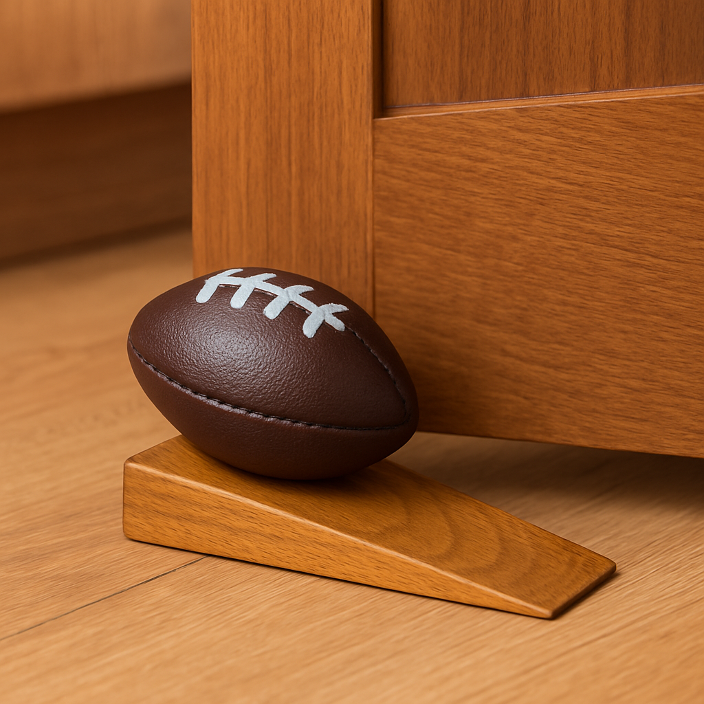 SPORTGIFTZ - Mini Rugby Ball Door Stop | Unique Home Decor for Rugby Fans 11cm