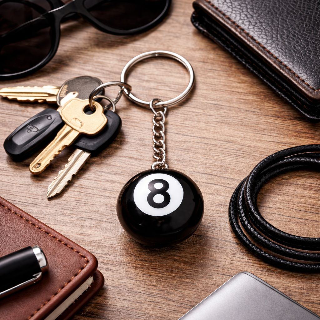 SPORTGIFTZ 8 Ball Key Ring ? Classic Pool Style Accessory