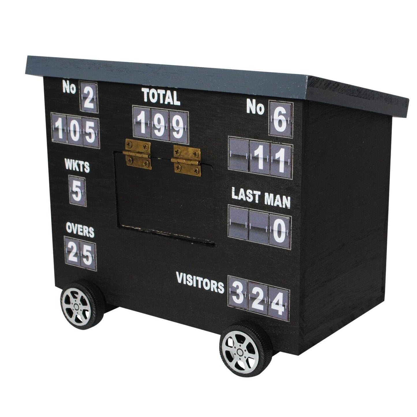 Cricket Scoreboard Desk Tidy | Authentically Designed | Store Phones & Stationery | Personalise Scores | Ideal for Cricket Enthusiasts | Gray, Wood