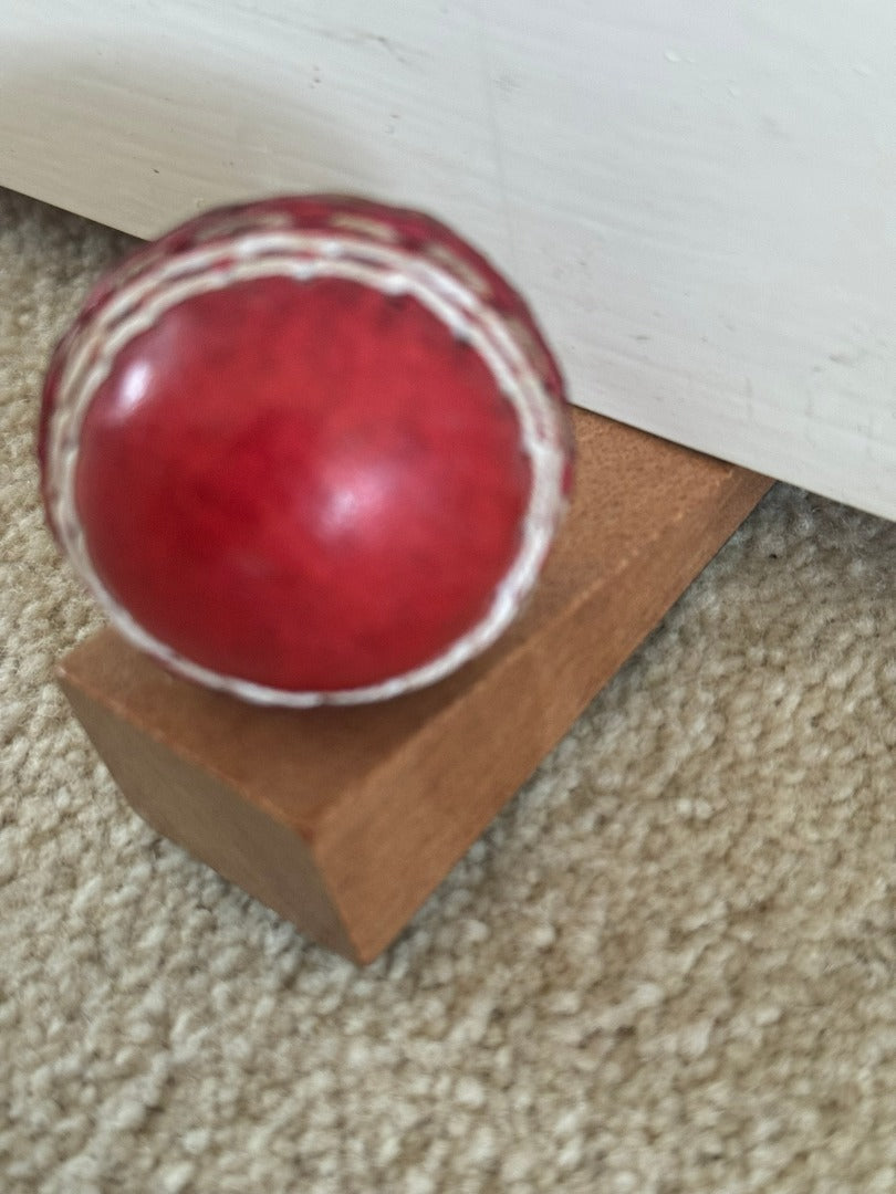 CRICKET-GIFTS - Real Leather Mini Cricket Ball Door Stop | Handmade in UK | Unique Home Decor for Cricket Fans | Cricket Themed for Men | 11cm