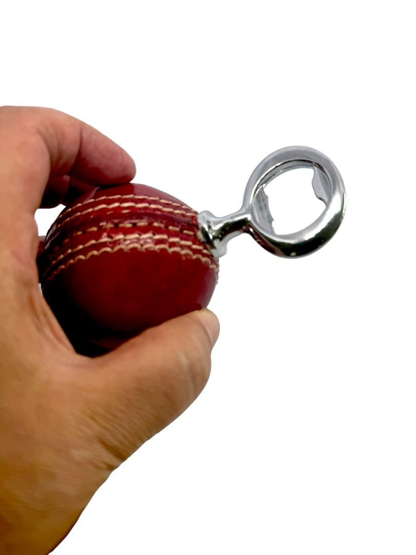 CRICKET-GIFTS - Real Cricket Ball Bottle Opener | Made from Genuine Leather | For Cricket Fans | Unique Bar Accessory | Handmade and Designed in the UK