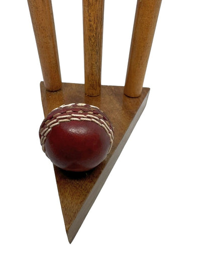 CRICKET-GIFTS - Desktop Phone Holder | Real Wood Design | Ideal for Cricket Fans | 8-Inch Size Fits All Mobiles | Suitable for Office Desk | Cricket Ball & Wickets Style