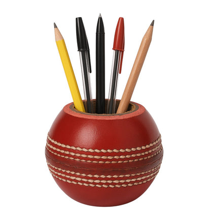 CRICKET-GIFTS - Cricket Ball Pen and Pencil Holder | Cork & Rubber Core | Ideal Desk Accessory for Cricket Enthusiasts