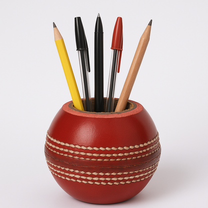 CRICKET-GIFTS - Cricket Ball Pen and Pencil Holder | Cork & Rubber Core | Ideal Desk Accessory for Cricket Enthusiasts