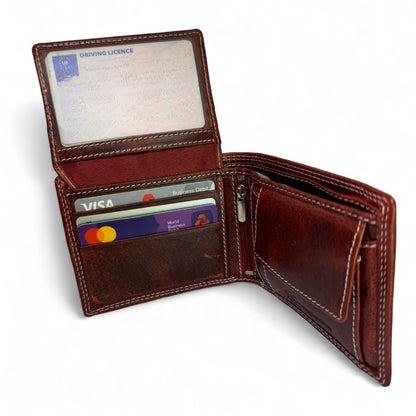 CRICKET-GIFTS - Buffalo Leather Cricket Wallet | RFID Protection | 7 Card Slots | Coin Pouch & ID Holder