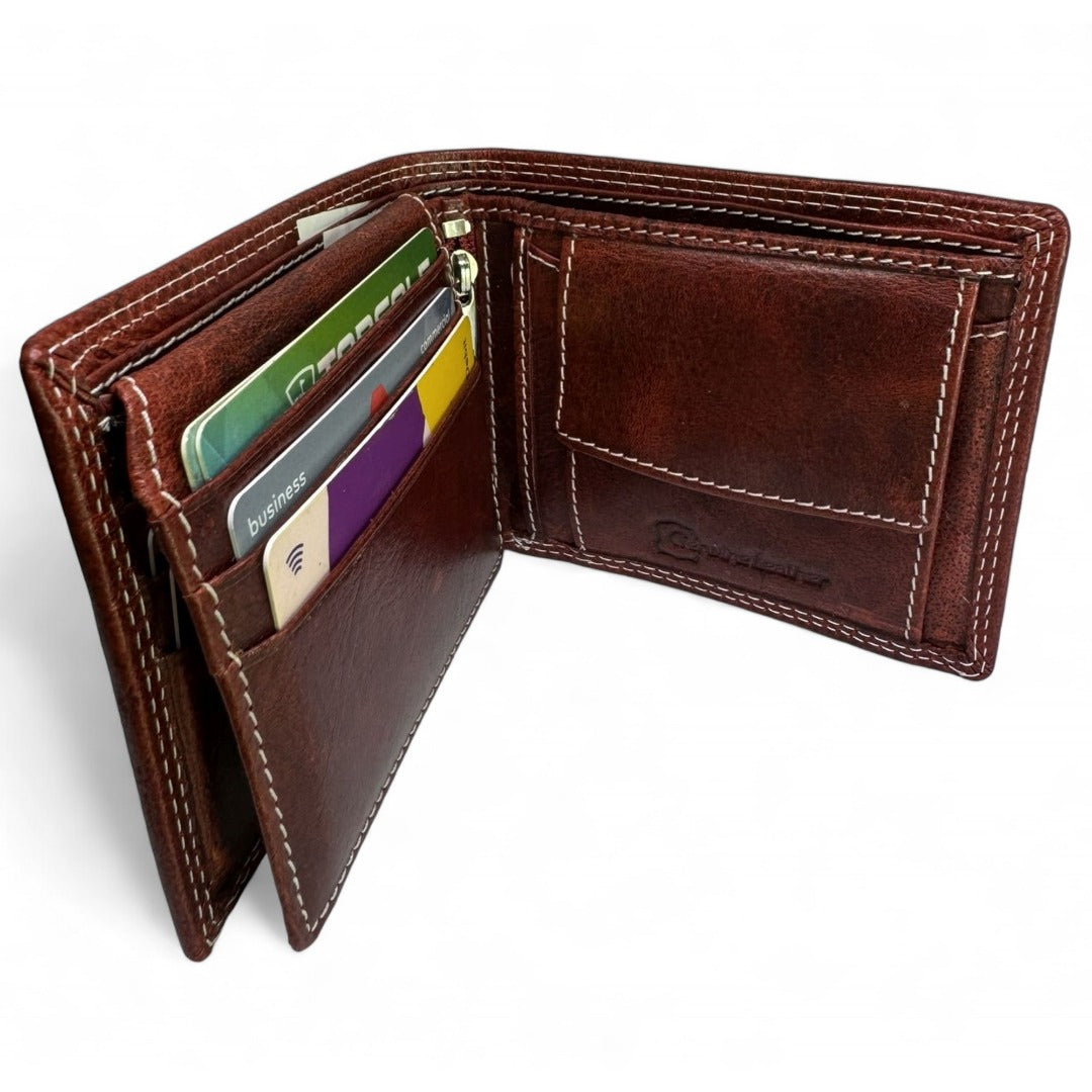 CRICKET-GIFTS - Buffalo Leather Cricket Wallet | RFID Protection | 7 Card Slots | Coin Pouch & ID Holder