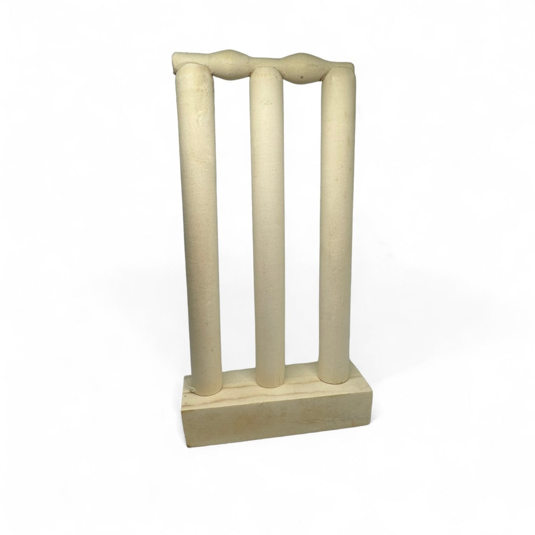 CRICKET-GIFTS Mini Cricket Stumps and Bails Set Customizable Wooden Cricket Display with Base. Trophies, Memorabilia & Special Events ? 21cm x 10cm x 4cm ? Unvarnished