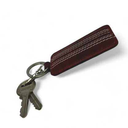 CRICKET-GIFTS Buffalo Leather Key Fob | Genuine Cricket Leather | Durable & Elegant Design | Red Leather with White Stitching | Compact Size, Red