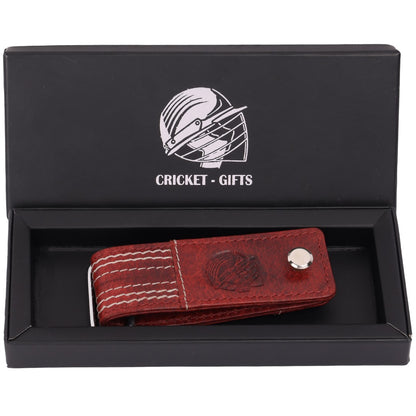 CRICKET-GIFTS - Buffalo Leather Screw Key Chain | Luxurious & Durable | Ideal for Cricket Enthusiasts | Secure & Elegant Metal Clasp | Mini Cricket Ball Keyring Accessory, Red