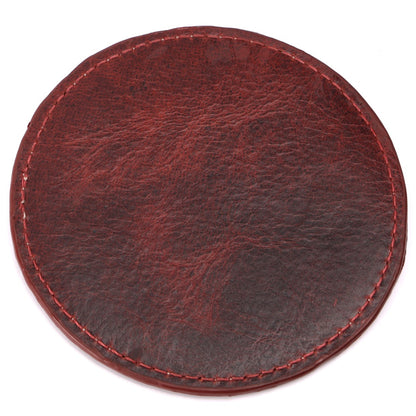 CRICKET-GIFTS - Buffalo Leather Coaster | White Cricket Ball Stitching