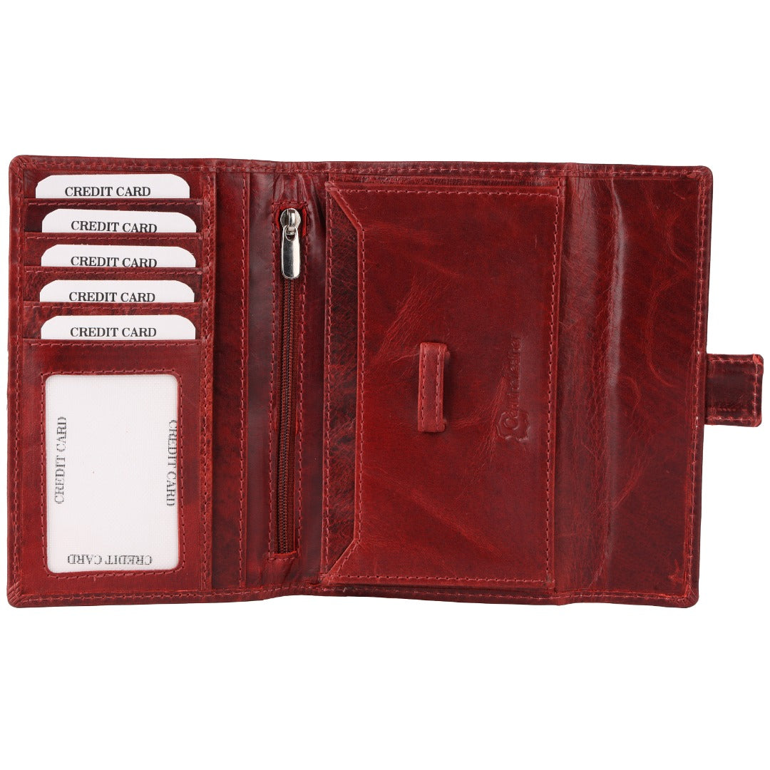 CRICKET-GIFTS - Buffalo Leather Travel Wallet | 5 Card Slots & ID Pouch | Mobile Phone Zip Area | Multicoloured, OneSize