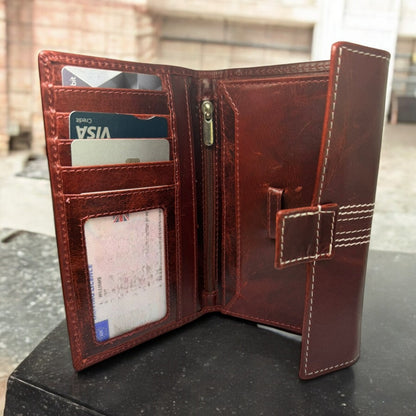 CRICKET-GIFTS - Buffalo Leather Travel Wallet | 5 Card Slots & ID Pouch | Mobile Phone Zip Area | Multicoloured, OneSize