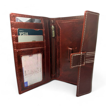 CRICKET-GIFTS - Buffalo Leather Travel Wallet | 5 Card Slots & ID Pouch | Mobile Phone Zip Area | Multicoloured, OneSize