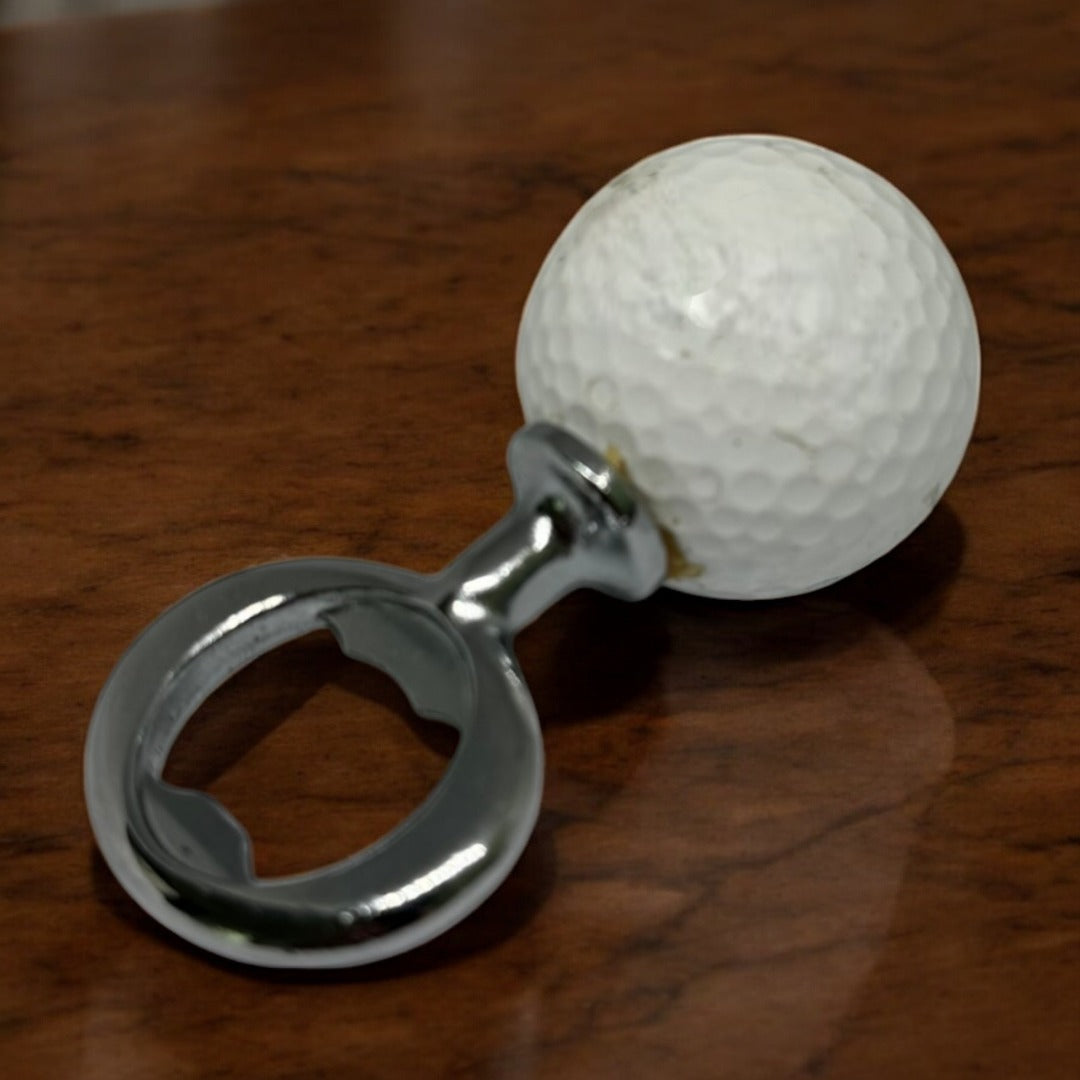 SPORTGIFTZ - Reclaimed Golf Ball Bottle Opener | Eco-Friendly & Handmade | Ideal for Golf Enthusiasts | Sport-Inspired Design | Sturdy Grip, White, Resin