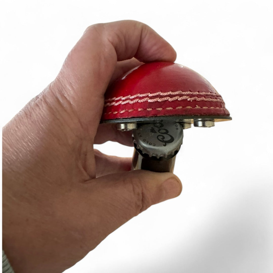 CRICKET-GIFTS - Half Cricket Ball Bottle Opener | Multipurpose Fridge Magnet & Paperweight | Durable Metal