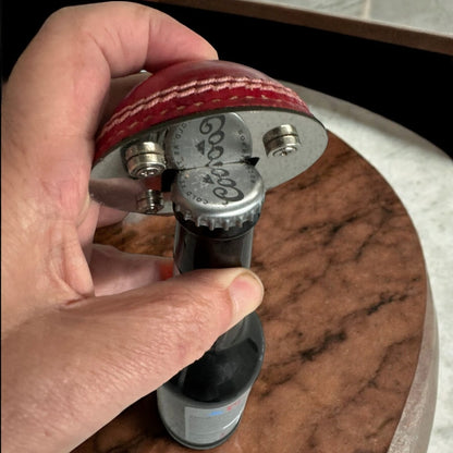 CRICKET-GIFTS - Half Cricket Ball Bottle Opener | Multipurpose Fridge Magnet & Paperweight | Durable Metal