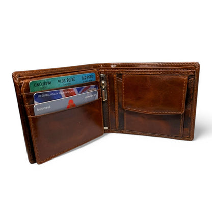 SPORTGIFTZ - Buffalo Leather Rugby Wallet | RFID Protection | 7 Card Slots | Coin Pouch & ID Holder | Rugby Fan Accessory | Multicoloured, 10cm x 8cm, Leather