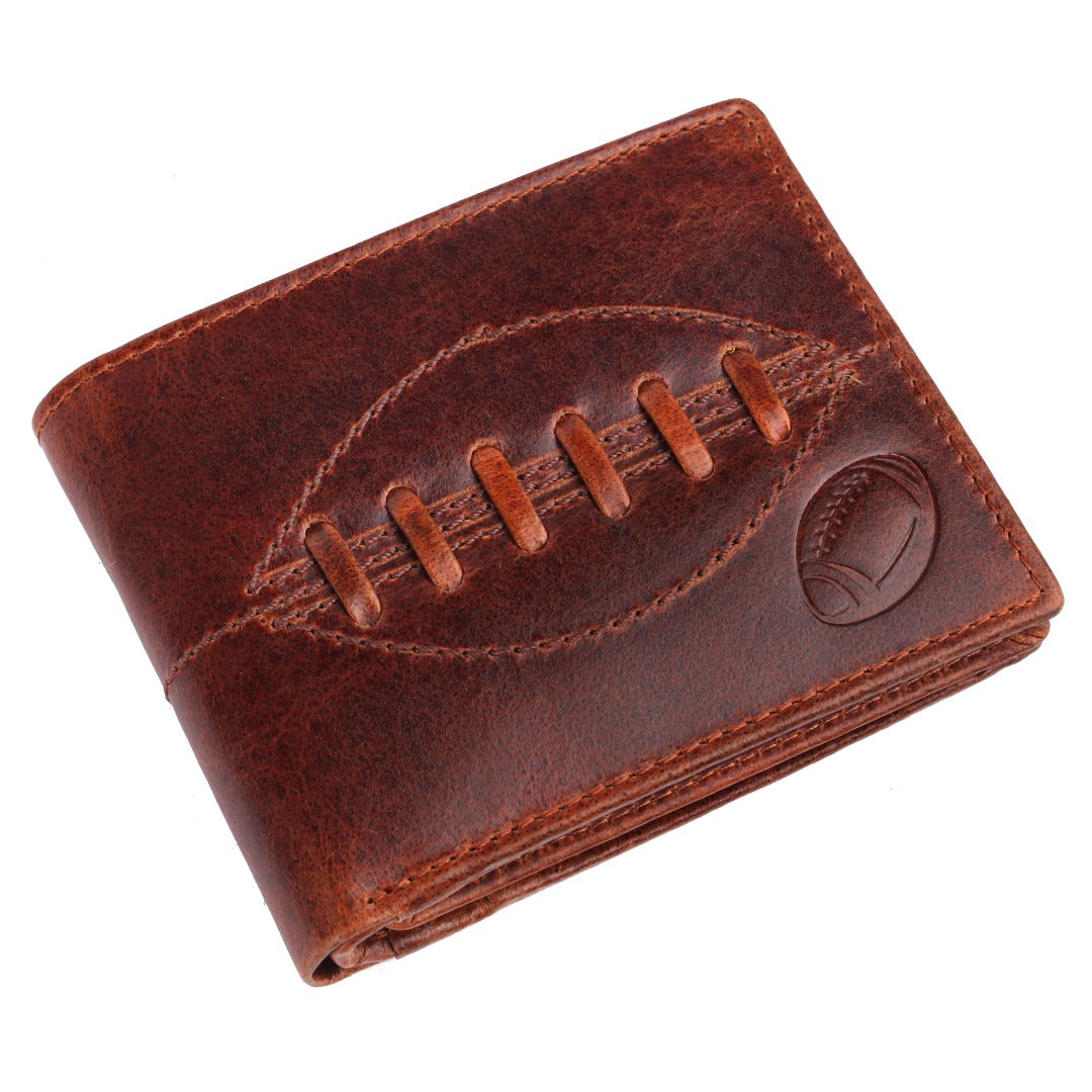 SPORTGIFTZ - Buffalo Leather Rugby Wallet | RFID Protection | 7 Card Slots | Coin Pouch & ID Holder | Rugby Fan Accessory | Multicoloured, 10cm x 8cm, Leather