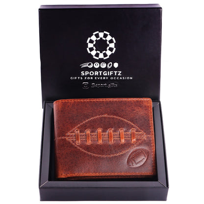 SPORTGIFTZ - Buffalo Leather Rugby Wallet | RFID Protection | 7 Card Slots | Coin Pouch & ID Holder | Rugby Fan Accessory | Multicoloured, 10cm x 8cm, Leather