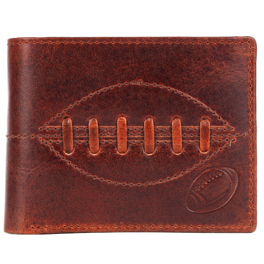 SPORTGIFTZ - Buffalo Leather Rugby Wallet | RFID Protection | 7 Card Slots | Coin Pouch & ID Holder | Rugby Fan Accessory | Multicoloured, 10cm x 8cm, Leather