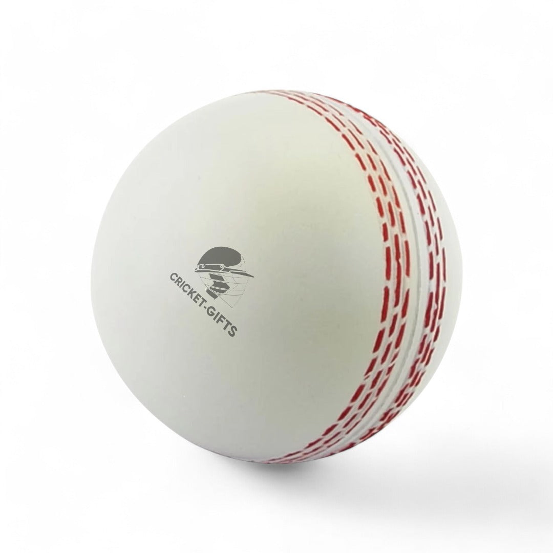 CRICKET-GIFTS - Large Cricket Ball Squeezy Stress Ball | Relieve Tension & Improve Focus | Ideal for Cricket Enthusiasts & Athletes | White | 7cm