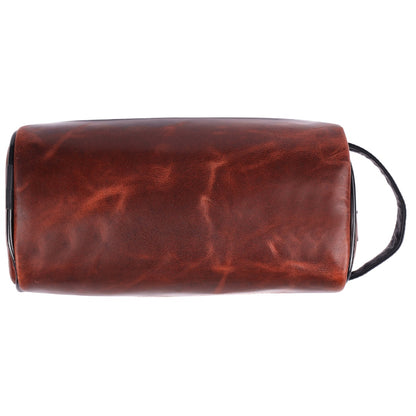 SPORTGIFTZ Buffalo Leather Rugby Wash Bag Durable Toiletry Bag for Rugby Players and Fans Moisture-Resistant Lining, Secure Zip and Carry Handle 25cm x 14cm