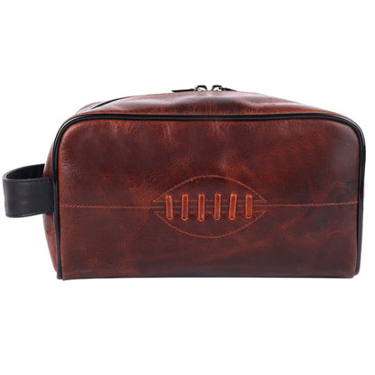 SPORTGIFTZ Buffalo Leather Rugby Wash Bag Durable Toiletry Bag for Rugby Players and Fans Moisture-Resistant Lining, Secure Zip and Carry Handle 25cm x 14cm