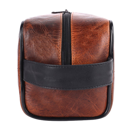 SPORTGIFTZ Buffalo Leather Rugby Wash Bag Durable Toiletry Bag for Rugby Players and Fans Moisture-Resistant Lining, Secure Zip and Carry Handle 25cm x 14cm
