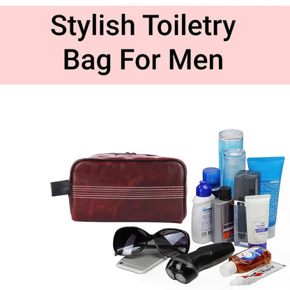 CRICKET-GIFTS Buffalo Leather Cricket Wash Bag Durable Toiletry Bag for Cricket Players