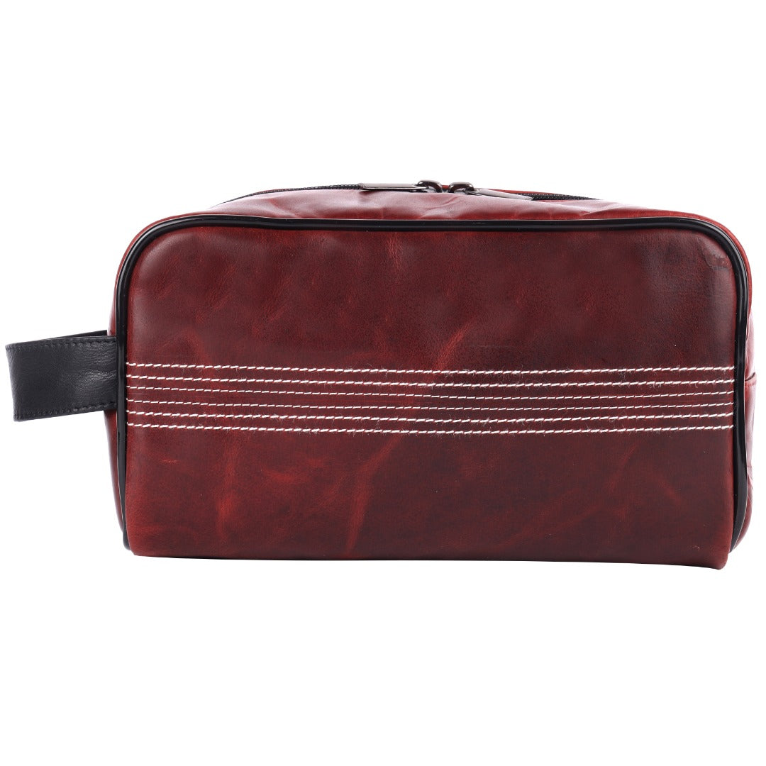 CRICKET-GIFTS Buffalo Leather Cricket Wash Bag Durable Toiletry Bag for Cricket Players