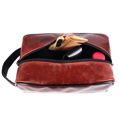 CRICKET-GIFTS Buffalo Leather Cricket Wash Bag Durable Toiletry Bag for Cricket Players