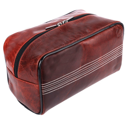 CRICKET-GIFTS Buffalo Leather Cricket Wash Bag Durable Toiletry Bag for Cricket Players