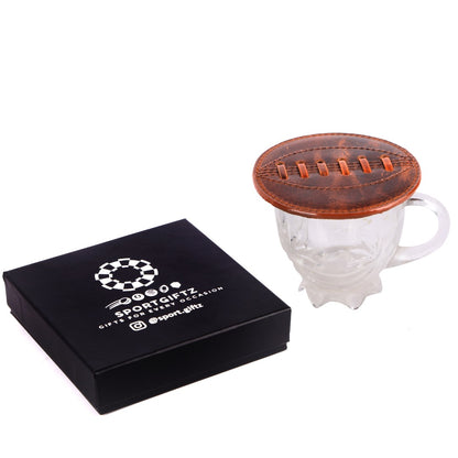 SPORTGIFTZ - Buffalo Leather Coaster | Rugby Ball Stitching | Durable and Elegant Design | Ideal for Dining and Coffee Tables | Rugby Ball Coaster, Brown, One Size