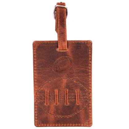 SPORTGIFTZ - Buffalo Leather Rugby Luggage Tag | Rugby Ball Stitching