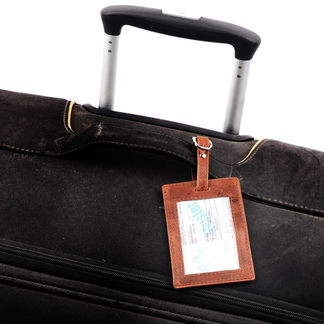 SPORTGIFTZ - Buffalo Leather Rugby Luggage Tag | Rugby Ball Stitching