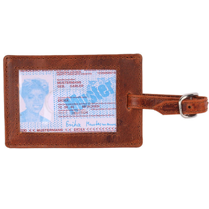 SPORTGIFTZ - Buffalo Leather Rugby Luggage Tag | Rugby Ball Stitching