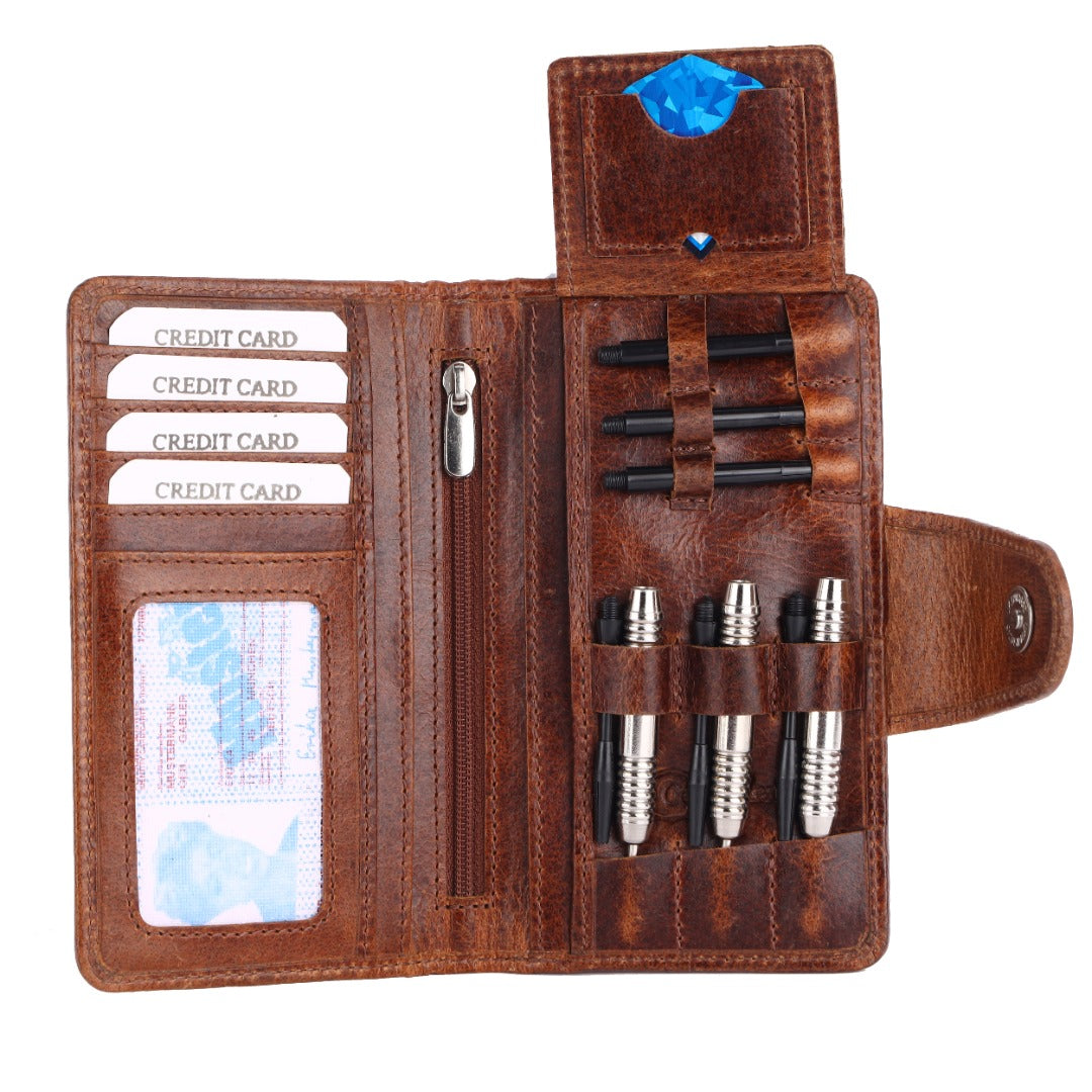 SPORTGIFTZ The Ultimate Buffalo Leather Darts Wallet - Brown
