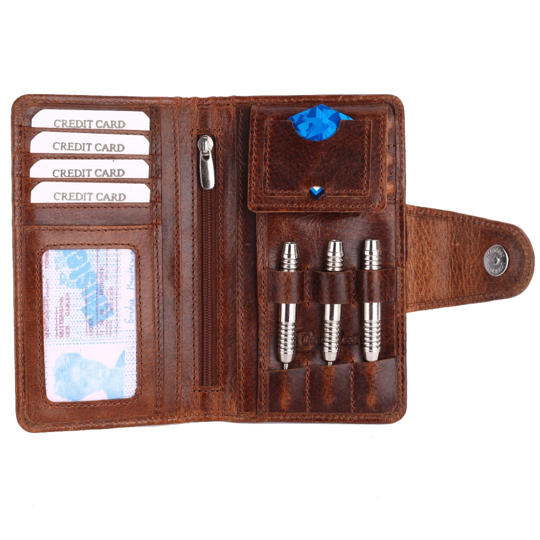 SPORTGIFTZ The Ultimate Buffalo Leather Darts Wallet - Brown