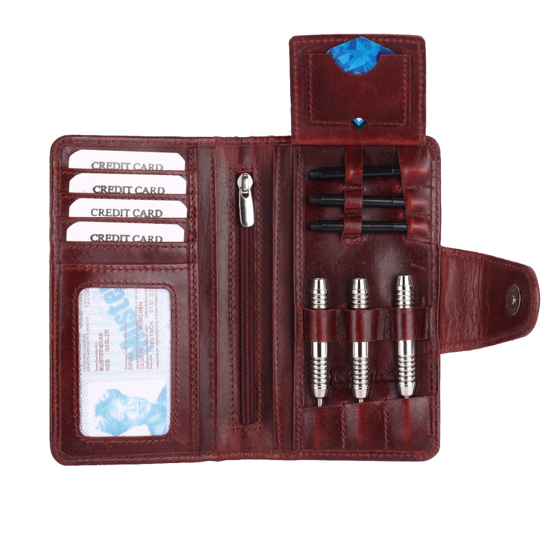SPORTGIFTZ The Ultimate Buffalo Leather Darts Wallet - Red