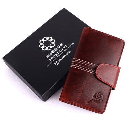 CRICKET-GIFTS The Ultimate Buffalo Leather Darts Wallet - Red with white stitching